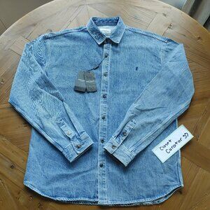 YSL Saint Laurent Cassandre overshirt in Trouville Beach Blue Denim size XL